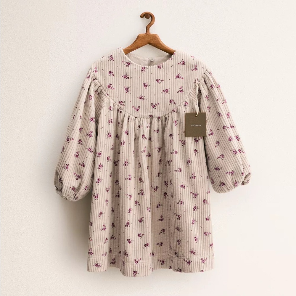 FLORAL CORDUROY DRESS